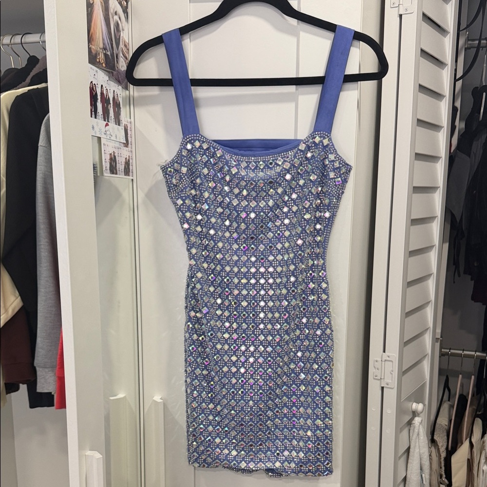 Oh Polly Blue Sequin Mini Dress - Picture 3 of 4